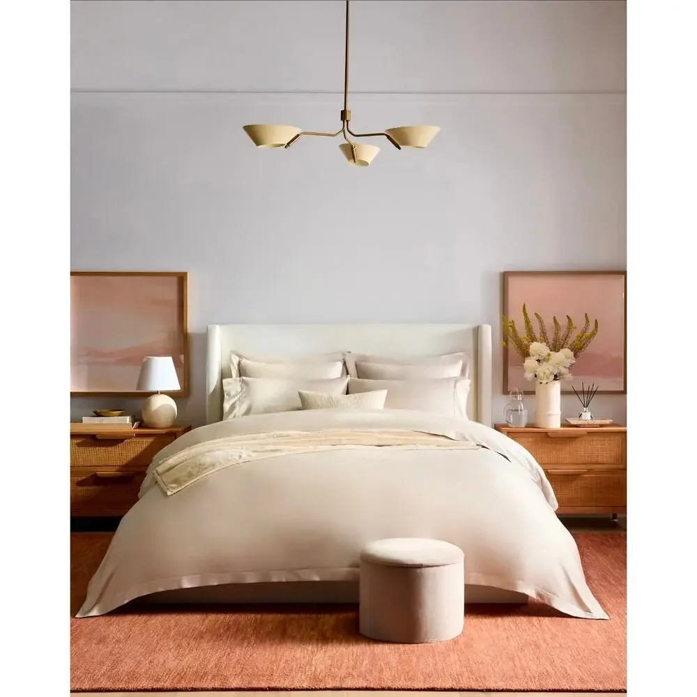 New Quince Signature Giza Cotton Sateen Duvet Cover 3Pc Set King Cal King Sand